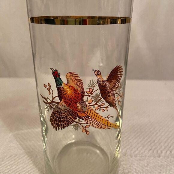 Vintage Hazel Atlas Martini Cocktail Pitcher Pheasant Bird Barware MCM Barware - Picture 2 of 9
